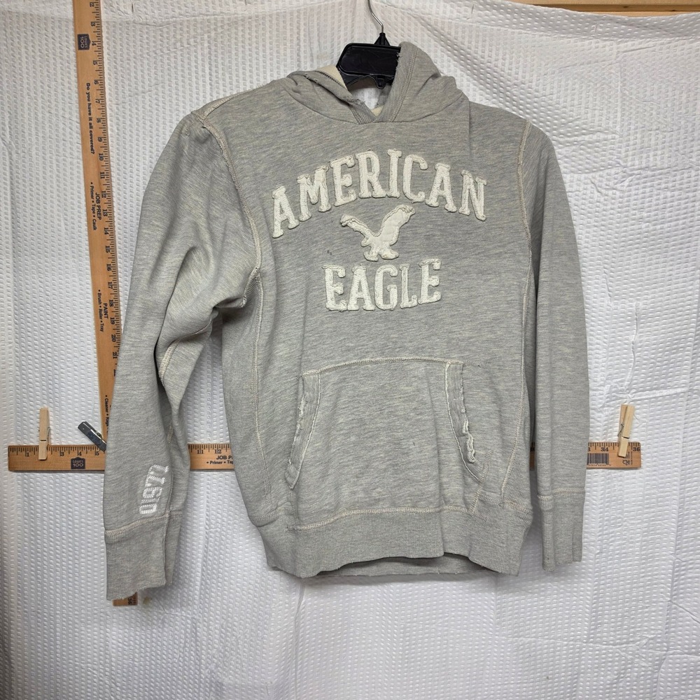 American Eagle Outfitters Gray Applique Logo Hoodie XS Sweatshirt Vintage Style